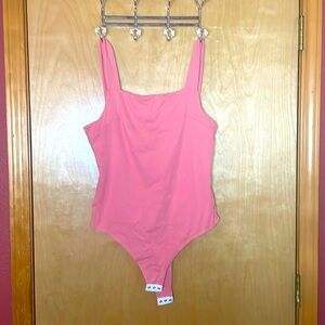 Square neck stretchy sleeveless pink bodysuit size L